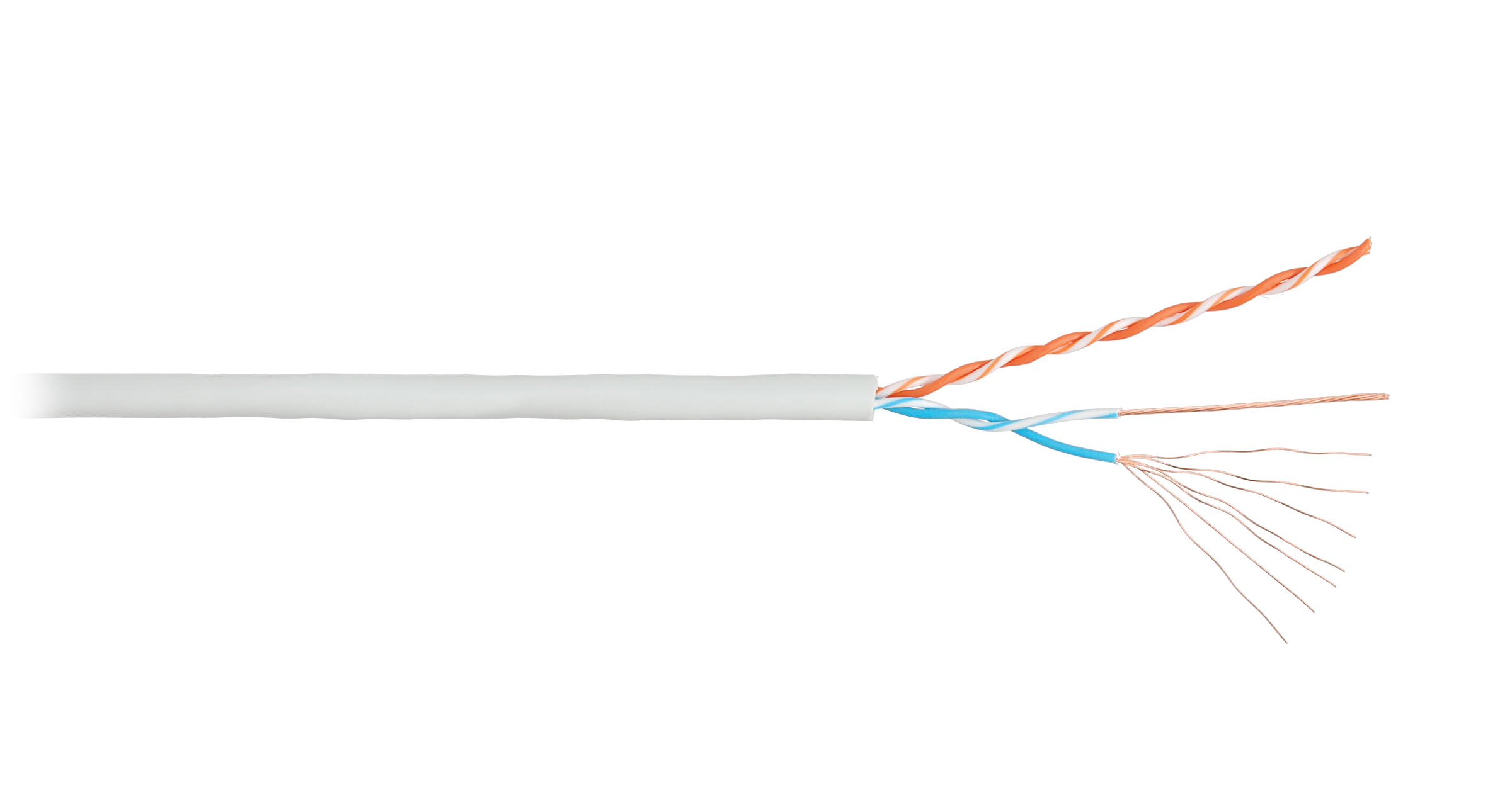 Кабель NIKOLAN U/UTP 2 пары, Кат.5 (Класс D), 100МГц, многожильный, BC (чистая медь), 24AWG (7х0,192мм), внутренний, PVC нг(А), светло-серый, 305м - гарантия: 1 год