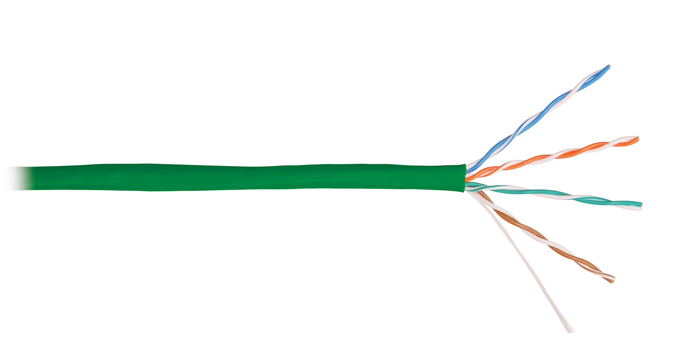 Кабель NIKOLAN U/UTP 4 пары, Кат.5e (Класс D), тест по ISO/IEC, 100МГц, одножильный, BC (чистая медь), 24AWG (0,50мм), внутренний, PVC нг(А), зеленый, 305м - гарантия: 1 год / 10 лет системная